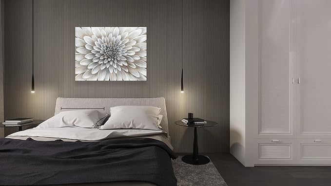 Floral Wall Art in Neutral White Color Modern Abstract Canvas Painting Large - Image 4