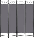 4 Panel Room Divider 6FT Steel Frame Screen Folding Privacy Divider by FDW
