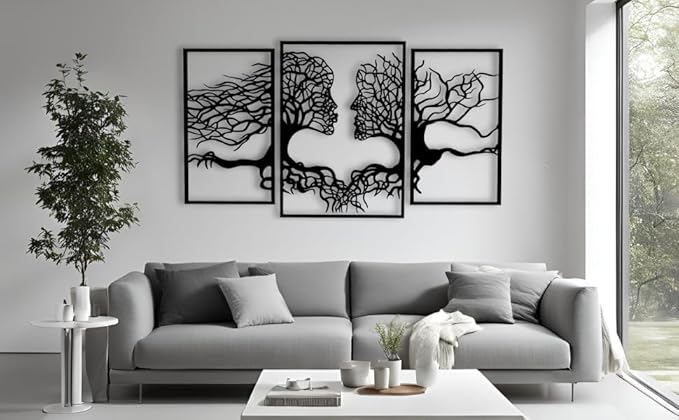 VAILLA Tree of Life Wall Wooden Art Abstract Tree Man Woman Face Large 3D - Image 7