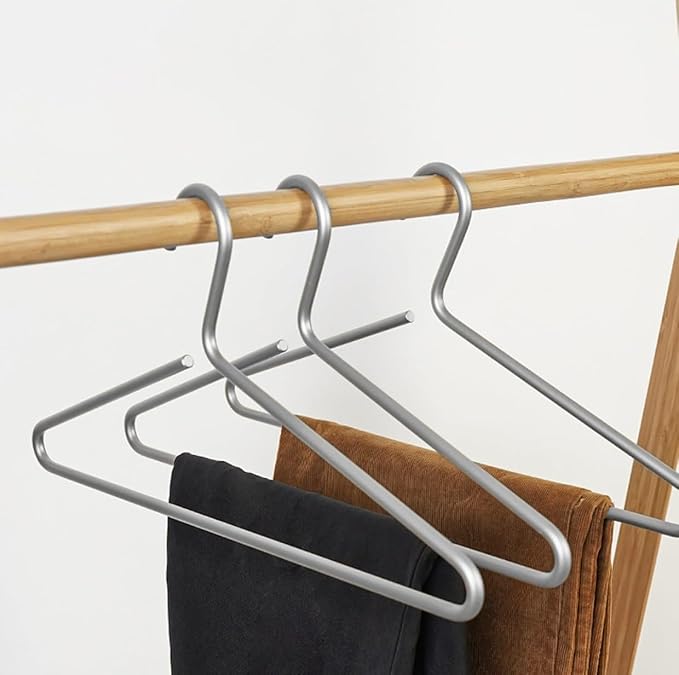 Premium Matte Silvery Aluminum Coat Hangers 100 Piece Set, 16.5” Extra Smooth & - Image 2