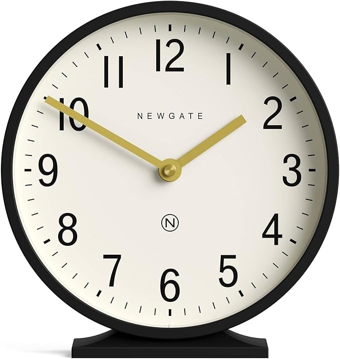 NEWGATE® Q Mantel Clock | Modern Classic Round Mantel Clock | Black | by NEWGATE