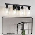 DIKAIDA Bathroom Vanity Light, 4-Light Modern Matte Black Wall Sconce Lighting by DIKAIDALights