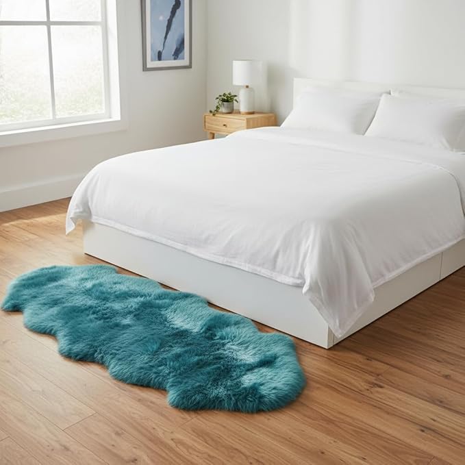Premium Genuine Sheepskin Rug 2' x 6' Long Fur Soft & Natural Bedside Area Rug - Image 2
