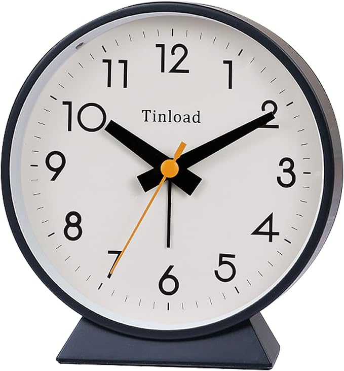 4.5" Battery Operated Antique Retro Analog Alarm Clock, Small Silent Bedside by Tinload