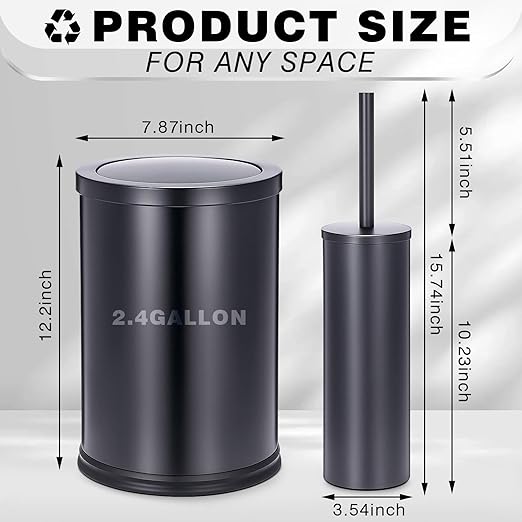 Maxdot 2 Pcs Black Bathroom Trash Can - Image 2