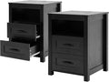 Black Rustic Night Stand Set of 2, Farmhouse End Table, Modern Bedside Table by Puntogen