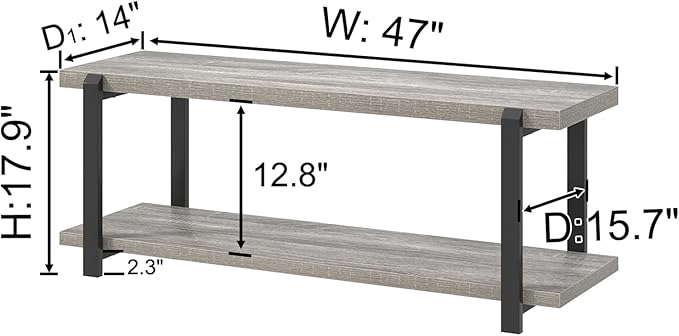 FOLUBAN Entryway Bench, Vintage Wood and Metal Shoe Bench - Image 2