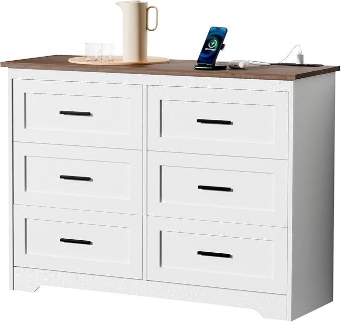 GEPELCN Farmhouse Dresser for Bedroom 6 Drawers Dresser by Unknown