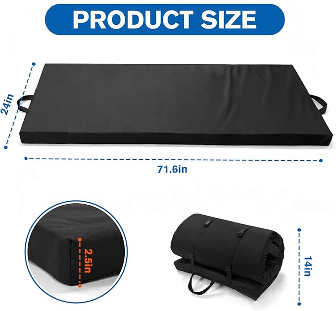 Bedside Fall Mats for Elderly 2.5 Inch Rollable High Density Foam Floor Mats - Image 2