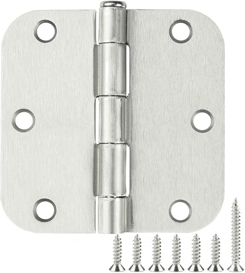 100 Pack Interior Door Hinges Brushed Nickel 3.5 inch x 3 1/2" 5/8" Round by TDCHINGES