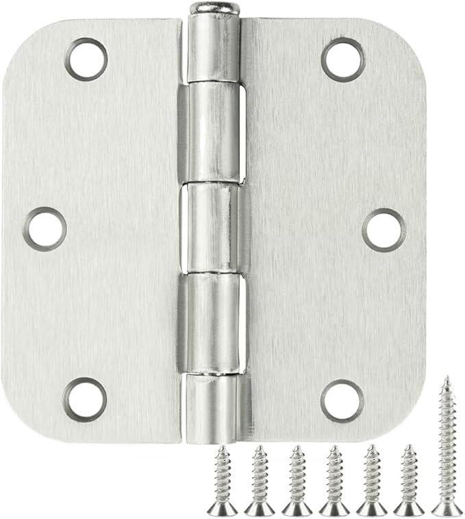 30 Pack Rounded Brushed Nickel Door Hinges 3.5 Inch 5/8" Radius 3 1/2" Satin by TDCHINGES