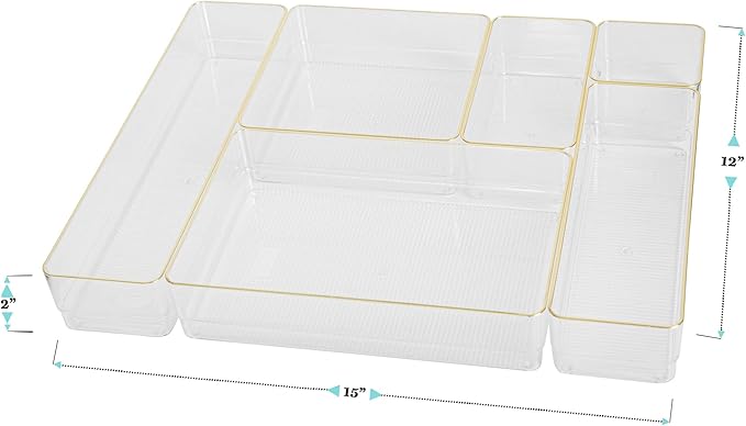 Martha Stewart Kerry Plastic Stackable Office Desk Drawer Organizers, - Image 7