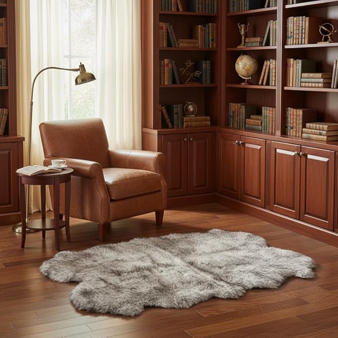 Super Area Rugs Premium Genuine Sheepskin Rug 4' x 6' Long Fur Soft & Natural - Image 4