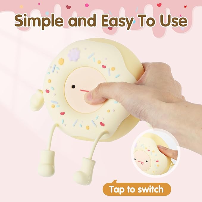 QANYI Donut Lover Lamp, Soft BPA Free Silicone Touch Night Light, Eye Caring - Image 2