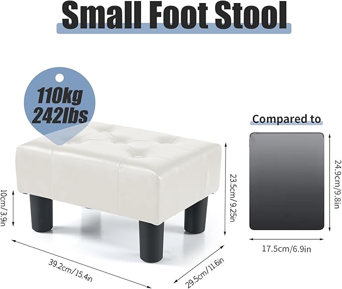 BRIAN & DANY Small Foot Stool, Leather Foot Stools - Image 3