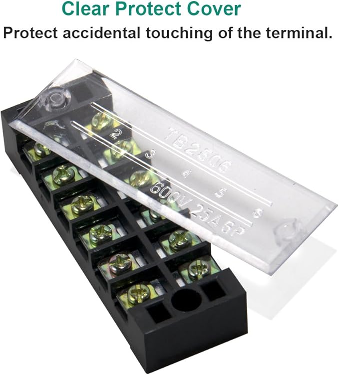 MILAPEAK 10pcs 6 Positions Dual Row 600V 25A Screw Terminal Strip Blocks - Image 3