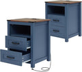 Puntogen Blue Night Stand Set of 2, Rustic End Table by Puntogen