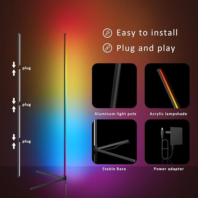 Tyute LED Corner Floor Lamp, 68+ Scenes, 16 Million Colors Corner Light - Image 5