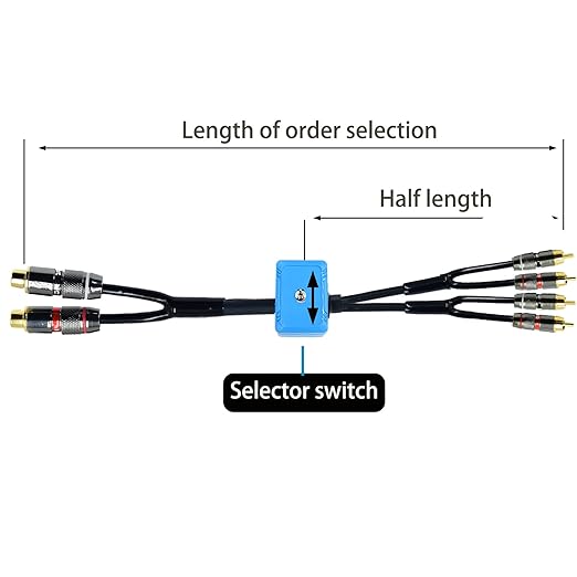 18ft Sound Channel swicher 2 Female to 4 Male RCA Switch Selector 2 in 1 Out - Image 4