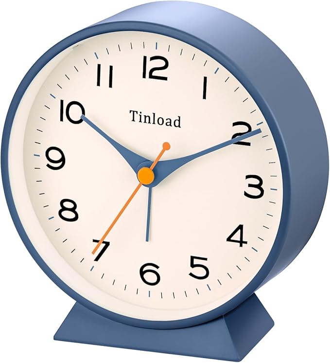 4.5" Battery Operated Retro Analog Alarm Clock, Small Silent Bedside Desk Clock - Image 7