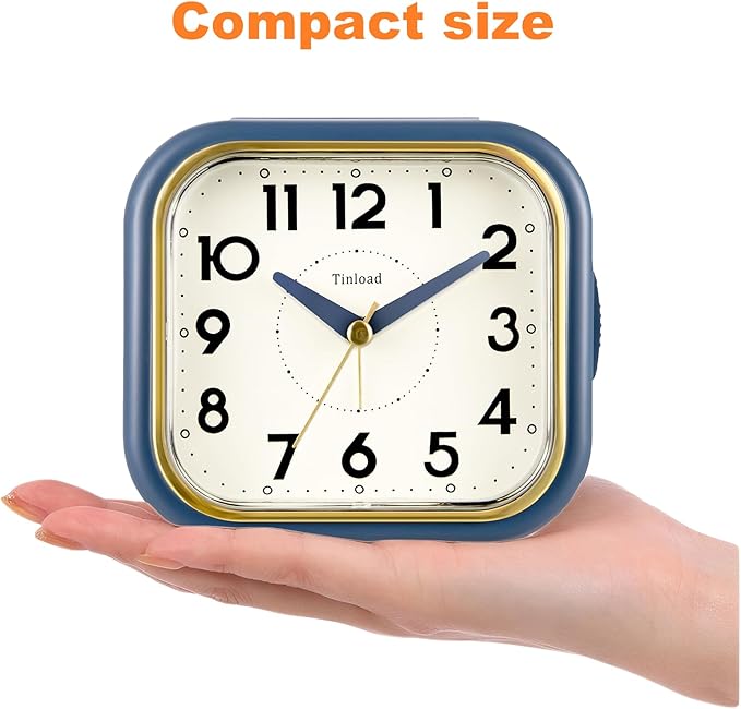 4.3" Retro Analog Alarm Clock • Silent Non Ticking • Gentle Wake • Beep Sounds - Image 3
