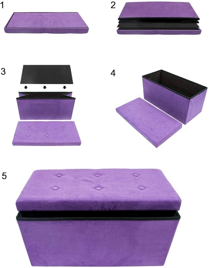 Sorbus Storage Ottoman Bench – Collapsible/Folding Bench Chest - Image 9