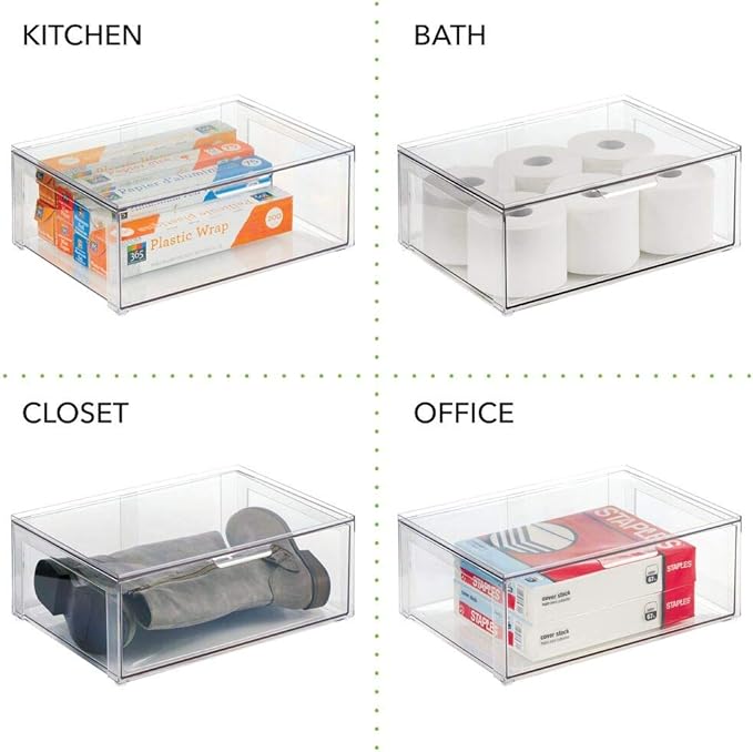 mDesign Plastic Stackable Closet Storage Organizer Bin Containers - Image 4