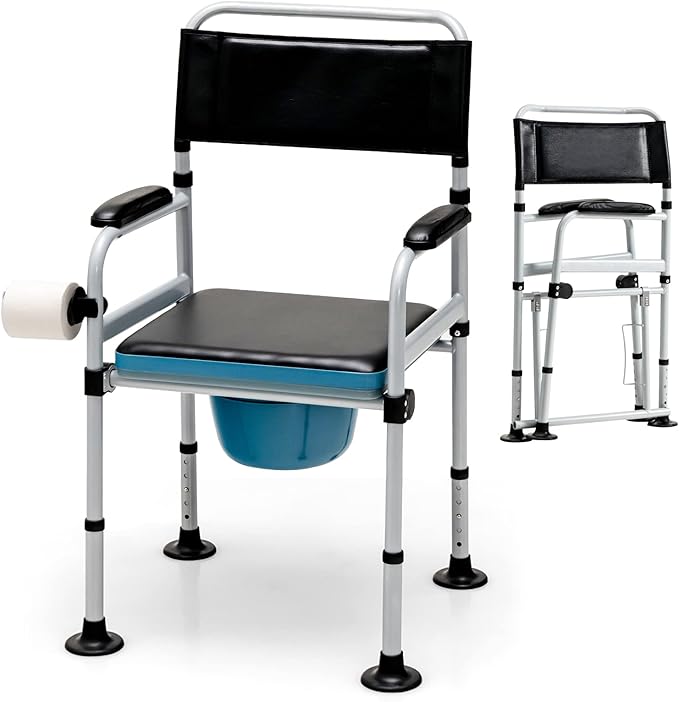 Goplus 4-in-1 Folding Bedside Commode, 440lbs Commode Chair by Goplus
