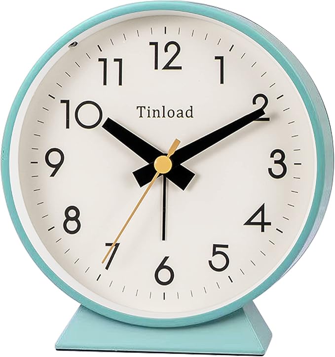 4.5" Battery Operated Antique Retro Analog Alarm Clock, Small Silent Bedside by Tinload