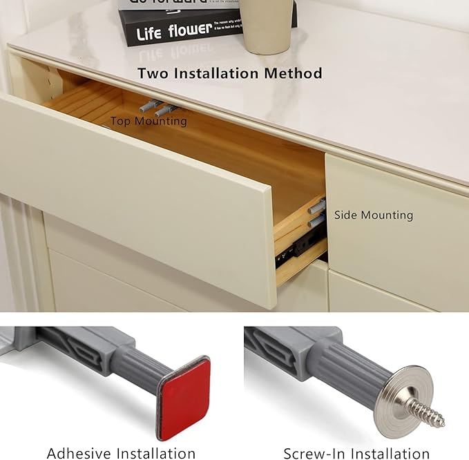Double Push to Open Door Latch, 5 Pack Magnetic Push Latches, Adhesive Heavy - Image 3
