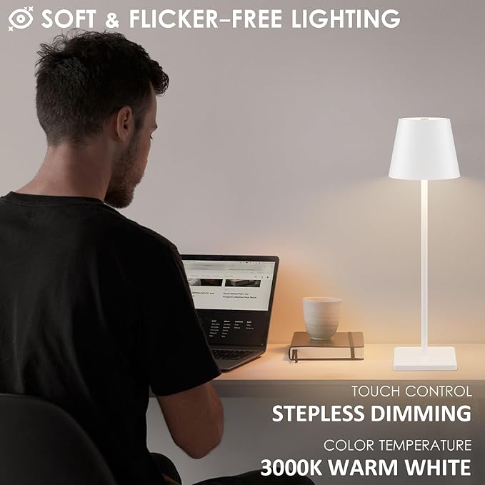 4-Pack Rechargeable Table Lamps, LED Cordless Table Lamp, 3W 6000mAh Battery - Image 3