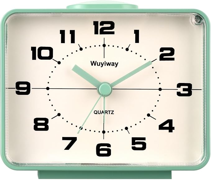 Retro Analog Alarm Clock, Battery Operated, Nightstand, Lighted on Demand and by Unknown