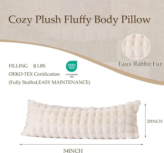 Luxury Shaggy Faux Fur Body Pillow, Fluffy Bed Pillow - Image 3