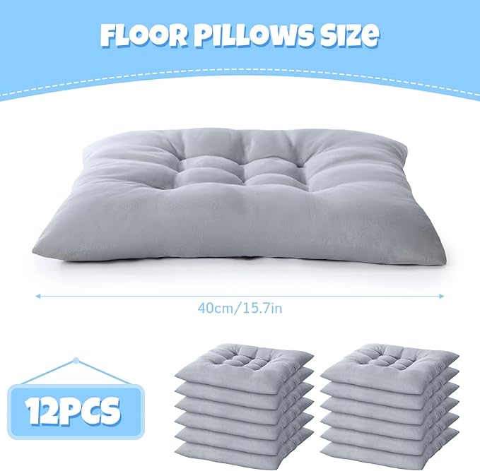 Geetery 12 Pcs Floor Pillows for Classroom Bulk Square Seating Cushions for - Image 2