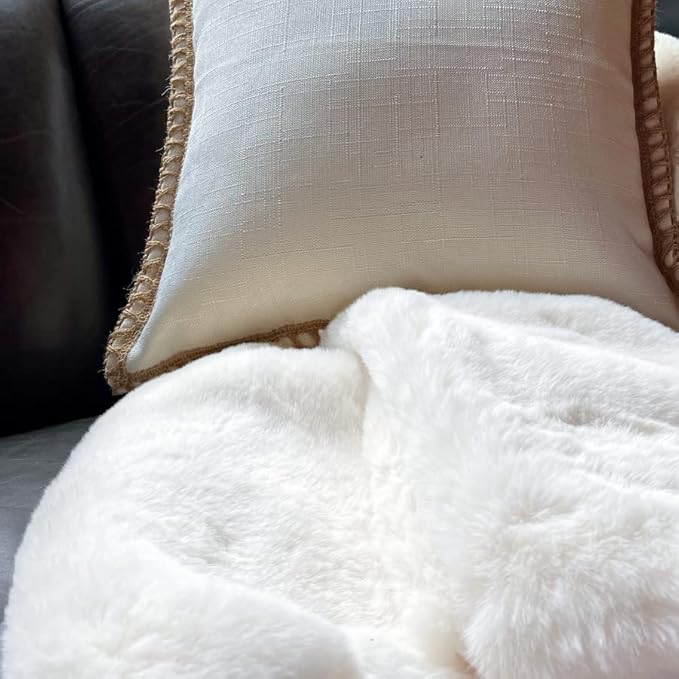 White Washable Faux Fur Area Rug - Image 5