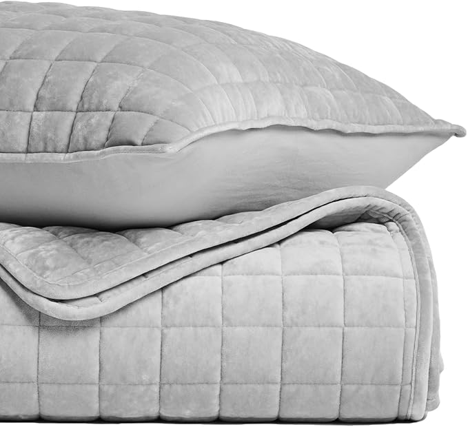 RECYCO Luxury Velvet Quilt Set Full Queen Size Bedding Sets, Ultra Soft Velvet - Image 5