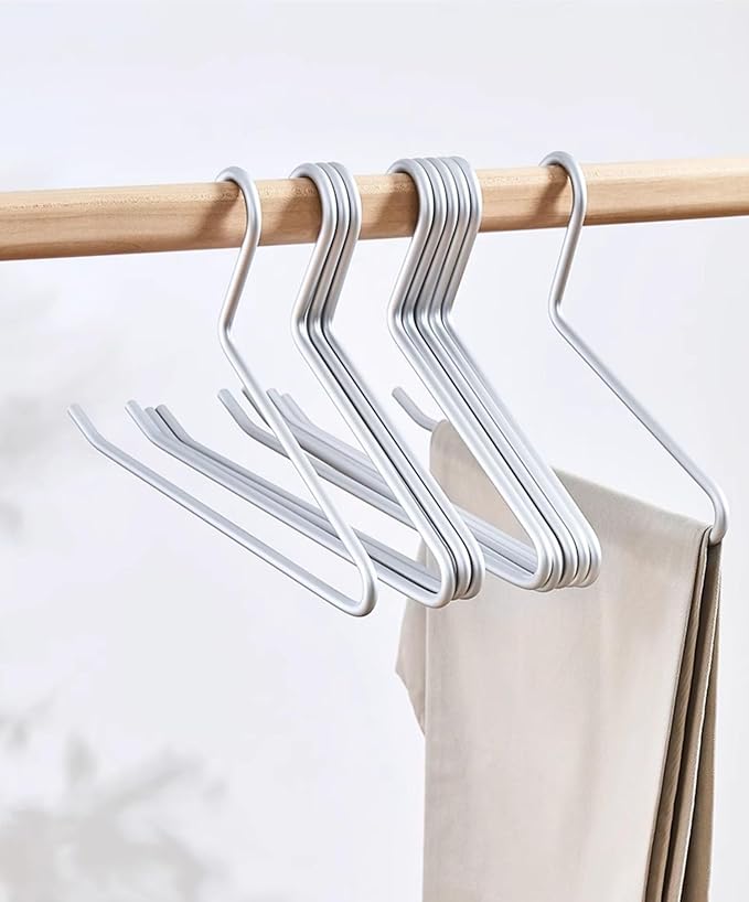 Premium Matte Silvery Aluminum Pants Hanger 10 Pack, 13.7” Extra Smooth & - Image 5