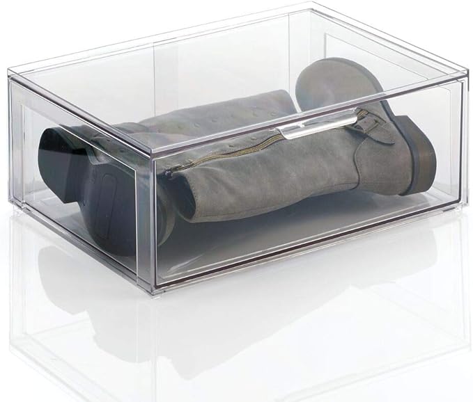 mDesign Plastic Stackable Closet Storage Organizer Bin Containers by mDesign