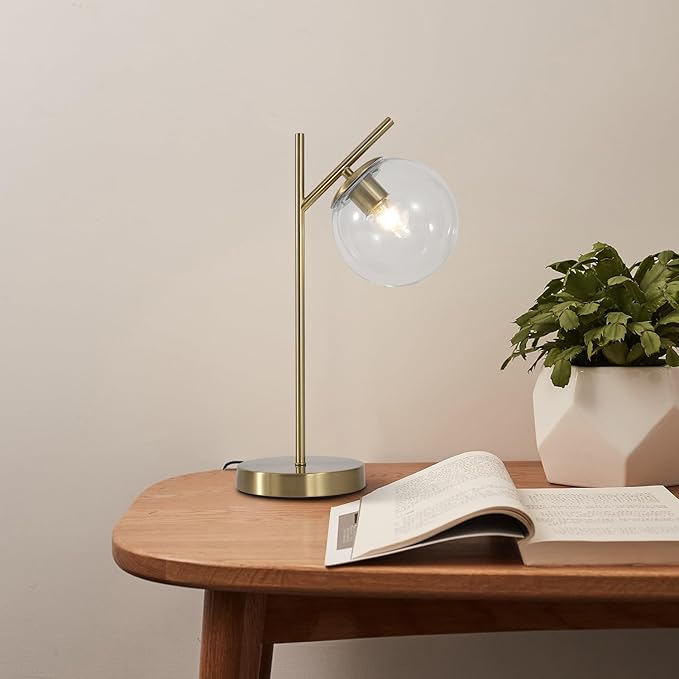 Mid Century Modern Table Lamp, Contemporary Metal Brass Bedside Lamps - Image 6