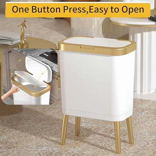 Procade 2Pack Trash Can with Lid, Modern Bedroom Garbage Can with Gold Edge - Image 3