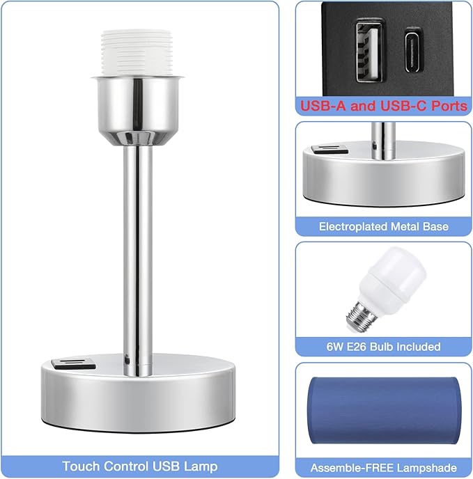 Navy Blue Touch Lamp for Boys - Image 7