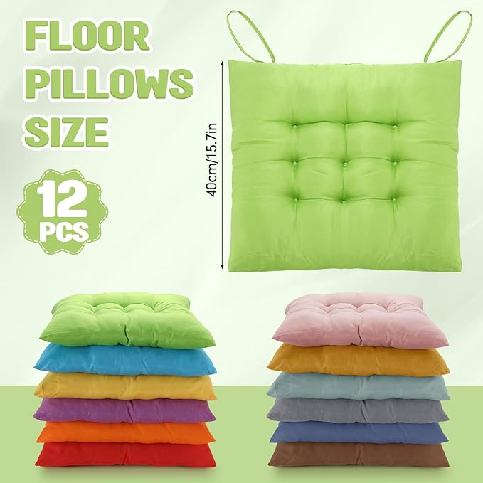 Geetery 12 Pcs Floor Pillows for Classroom Bulk Square Seating Cushions for - Image 2