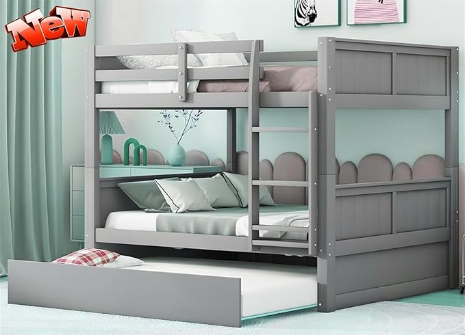 TSAMPA Latest Upgraded & Stronger Heavy Duty Solid Wood Full Over Full Bunk Bed by Unknown