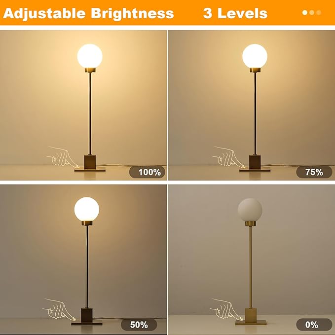 Touch Lamps for Bedroom, Small Brass Table Lights, 3-Way Control Dimmable - Image 7