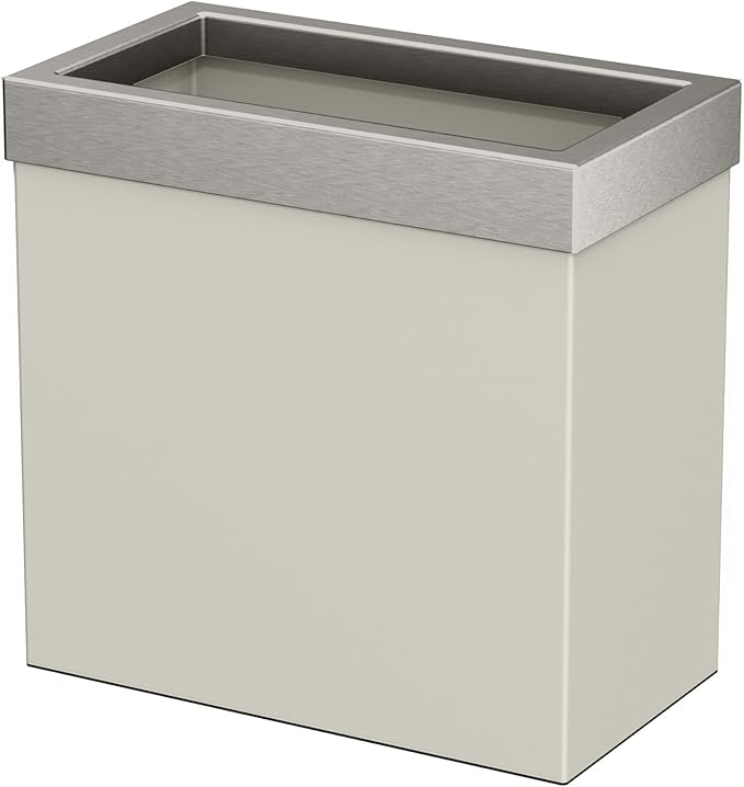 Gatco Modern Rectangle Wastebasket, Matte Pearl and Satin Nickel Combo by Gatco