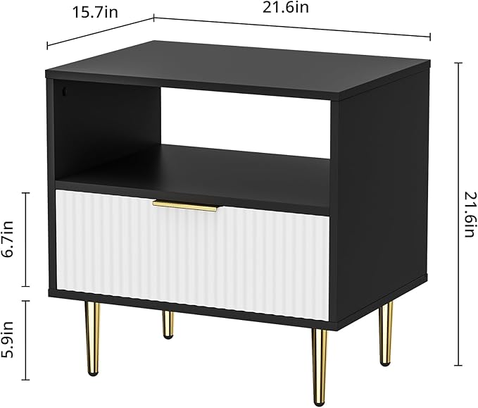 Nightstand with Drawer, End Table with Storage, Bed Side Table with Open Space - Image 2