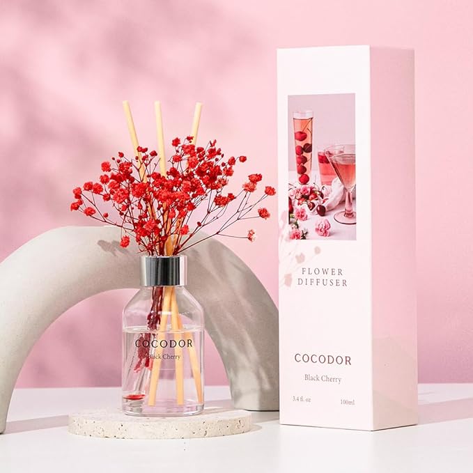 COCODOR Flower Reed Diffuser Set / 3.4oz / Black Cherry/Scent Diffuser - Image 6