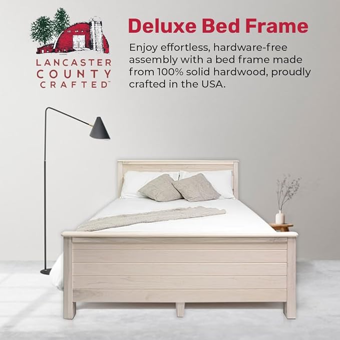 Solid Hardwood Deluxe Platform Bed Frame, Footboard & Slats, Quality Crafted in - Image 2