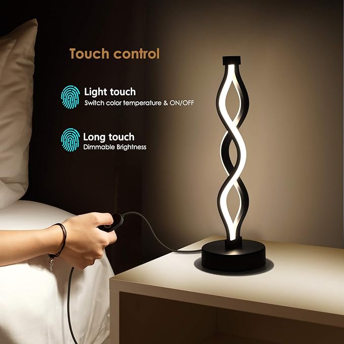 NUÜR Bedside Lamps Set of 2, Dimmable LED Nightstand Lamp, Small Nightstand Lamp - Image 3