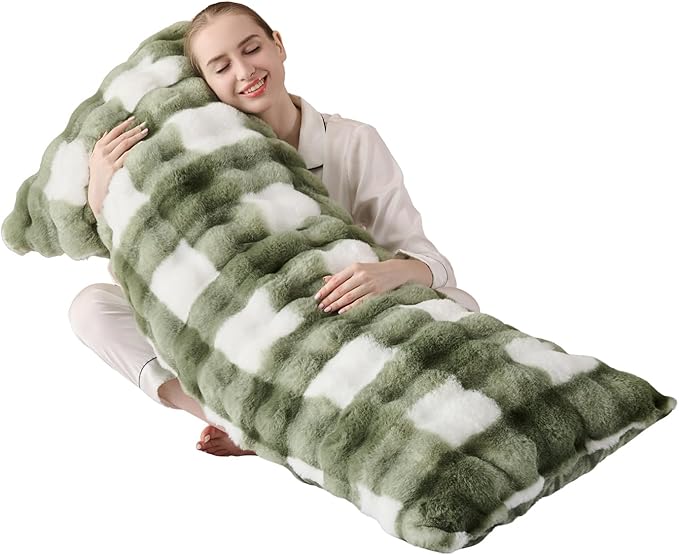 Luxury Shaggy Faux Fur Body Pillow, Fluffy Bed Pillow by Unknown